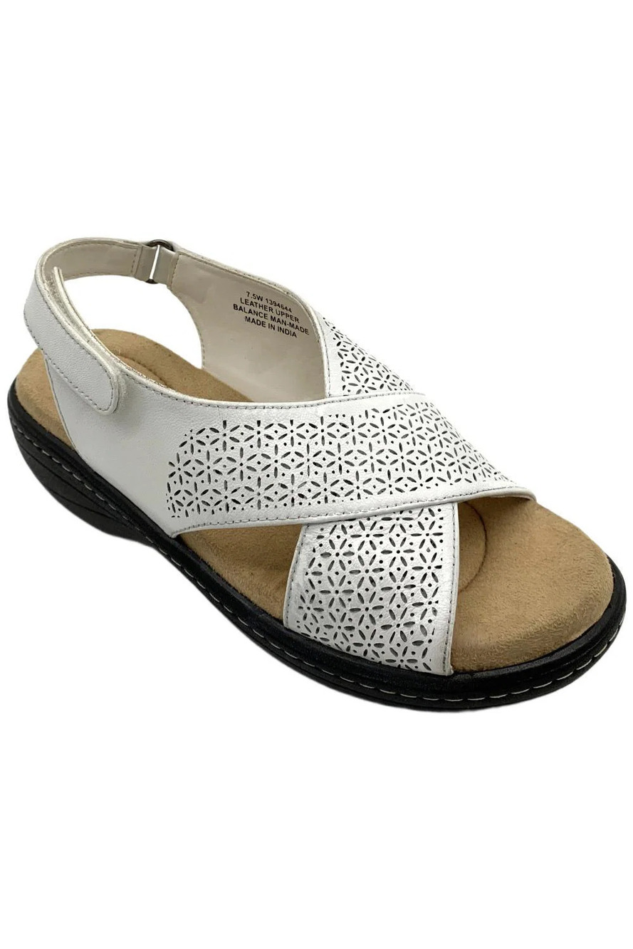 ARRAY Women's Abigail Slingback Leather Sandals White - Wide